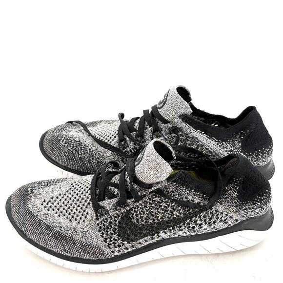 Nike Free Run Flyknit 2018 Mens Road Running Sneakers 7 Black White Shoes main image 7